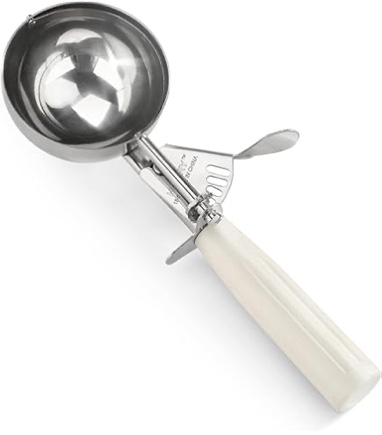 Commercial-grade disher/scooper; made for ice cream and other soft foods, Stainless Steel