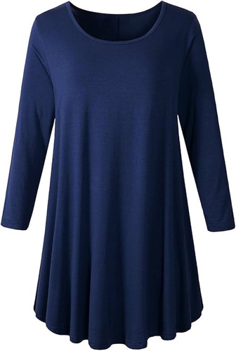 3XL Women's Plus Size Swing Tunic Top 3/4 Sleeve Floral Flare T-Shirt