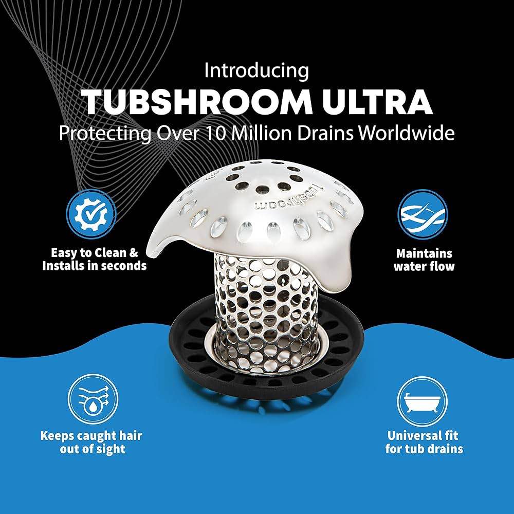 TubShroom 1.25 in. - 2 in. Bathtub Drain Protector Hair Catcher Stainless Steel Finish