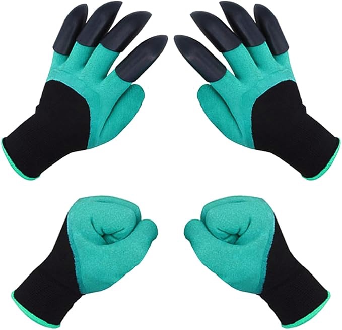 Garden Gloves With Claws 2 Pairs for Digging Weed Pulling Garden Finger Claws Gloves Outdoor Protective Work Gloves