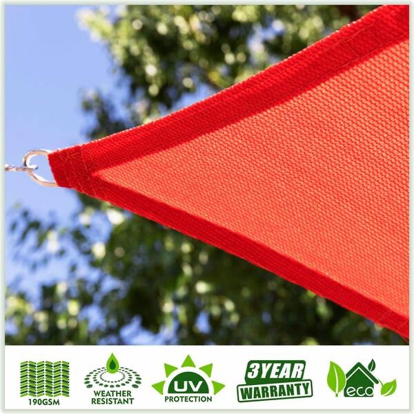 12 ft. x 8 ft. 190 GSM Red Rectangle Sun Shade Sail Screen Canopy, Outdoor Patio and Pergola Cover
