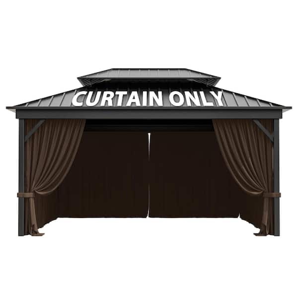 12 ft. x 20 ft. Universal Outdoor Privacy Curtains, Gazebo Replacement with Zipper Chocolate (4-Side Curtain Only