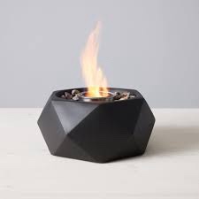 Geo 10.5 in. Indoor/Outdoor Concrete Tabletop Fire Bowl in Black