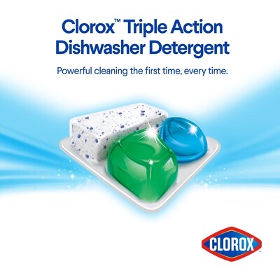clorox triple action dishwasher detergent pacs, 92 count dishwashing pacs, fresh scent