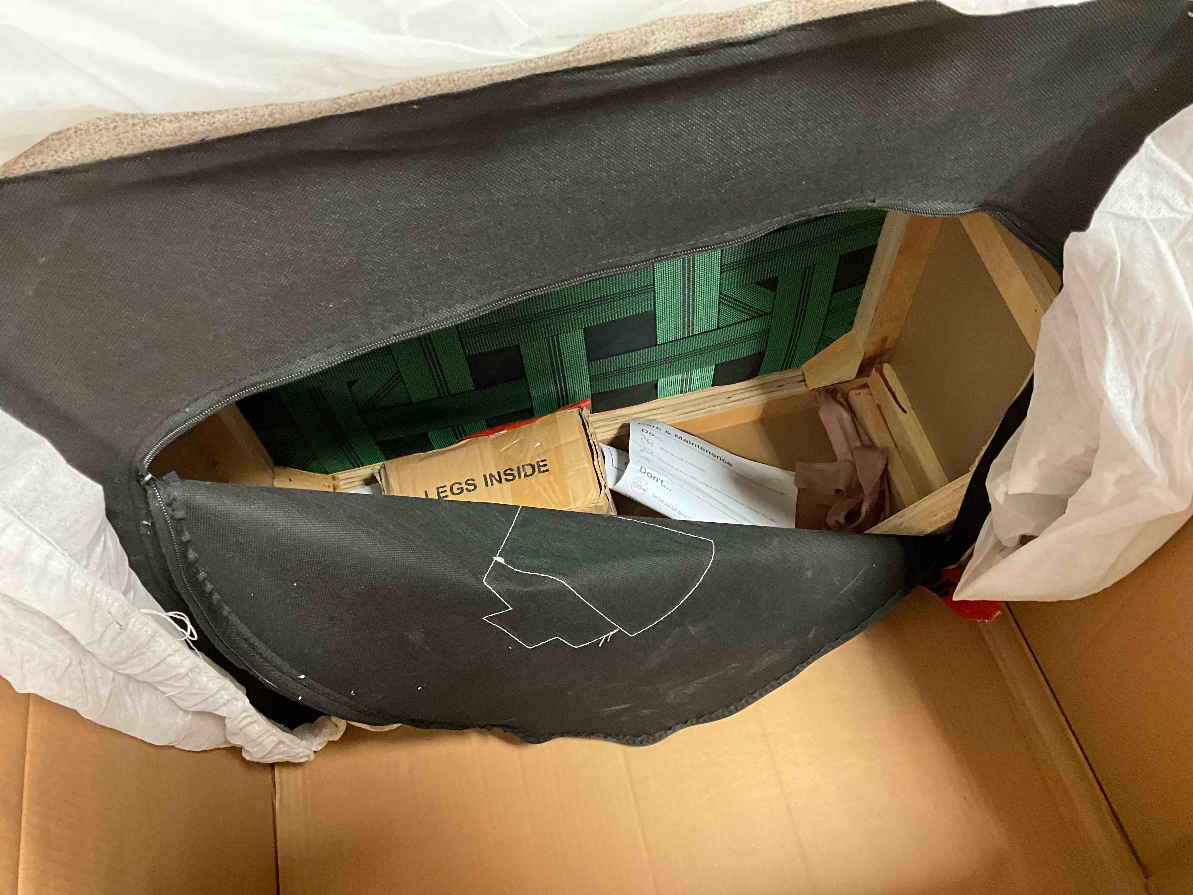 Condition photo showing New/Like New for Molly 30in Fabric Ottoman in Linen 