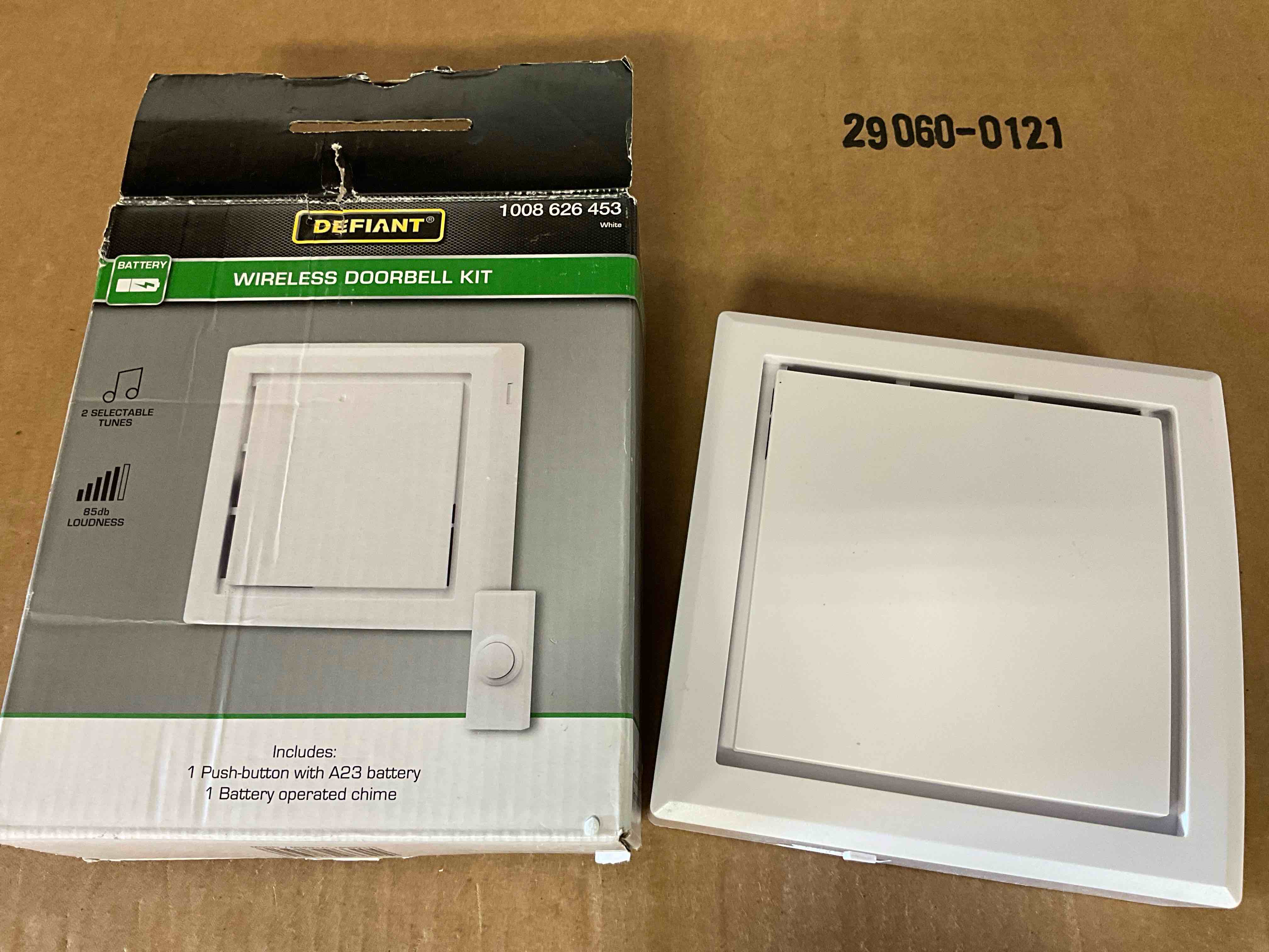 Condition photo showing Good Condition for Missing wireless push button. Wireless Battery Operated Doorbell Kit with Wireless Push Button, White