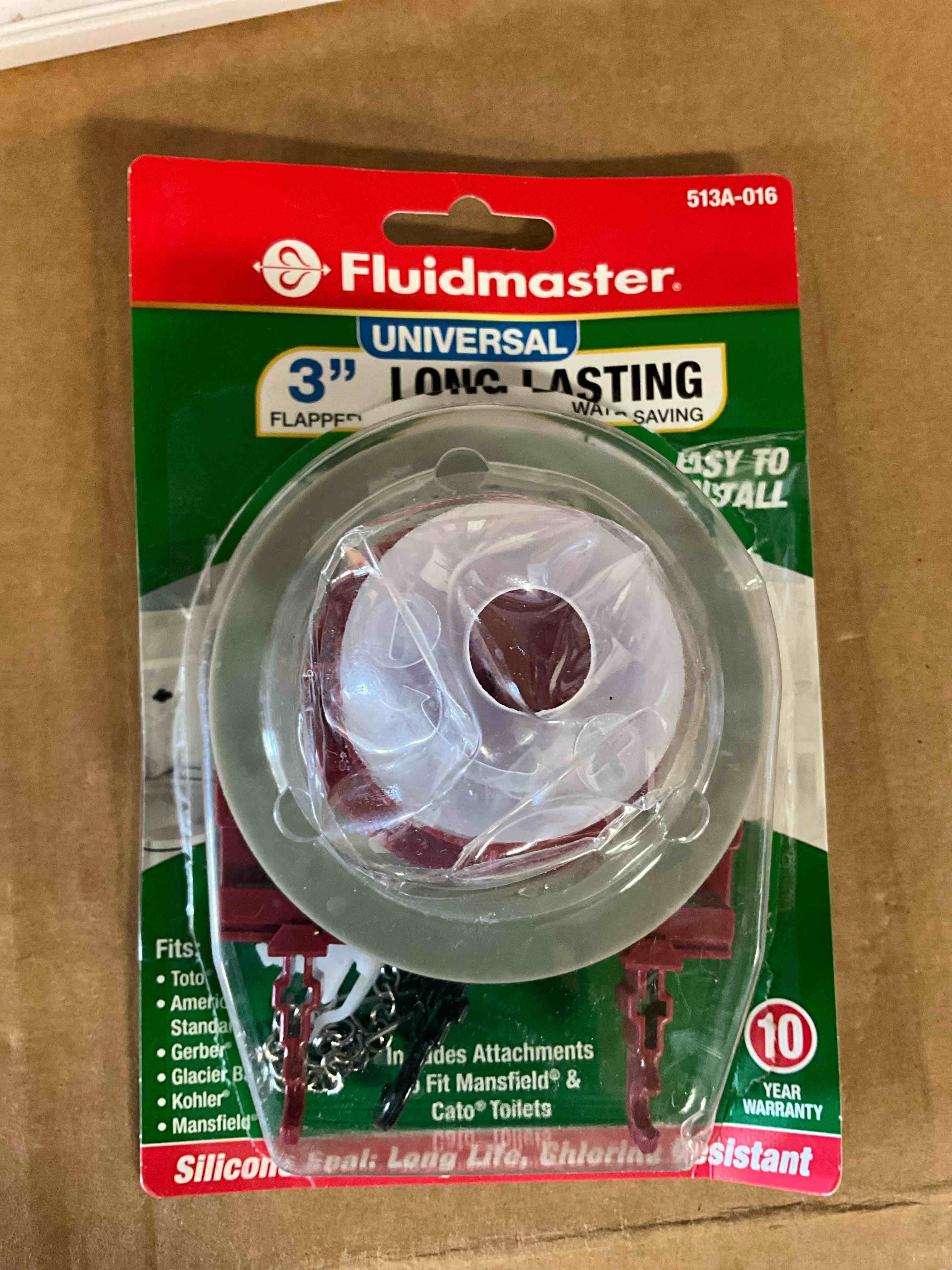 Condition photo showing New/Like New for 1 PK  Fluidmaster 513A-016-P4-Fluidmaster 3 In. Universal Rubber Adjustable Flapper