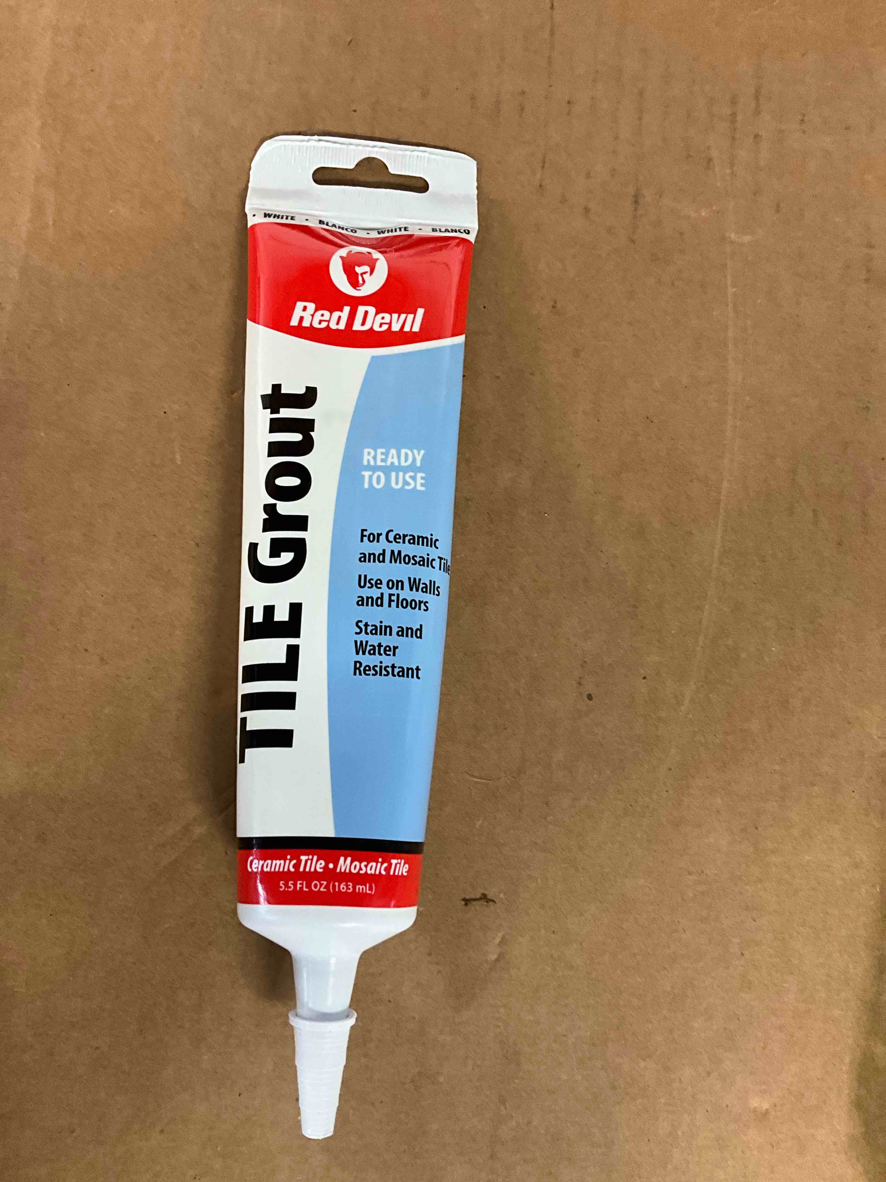 Condition photo showing New/Like New for Red Devil 0425 Pre-Mixed Tile Grout Squeeze Tube, 5.5 oz., White 1 - Pack 5.5 oz White