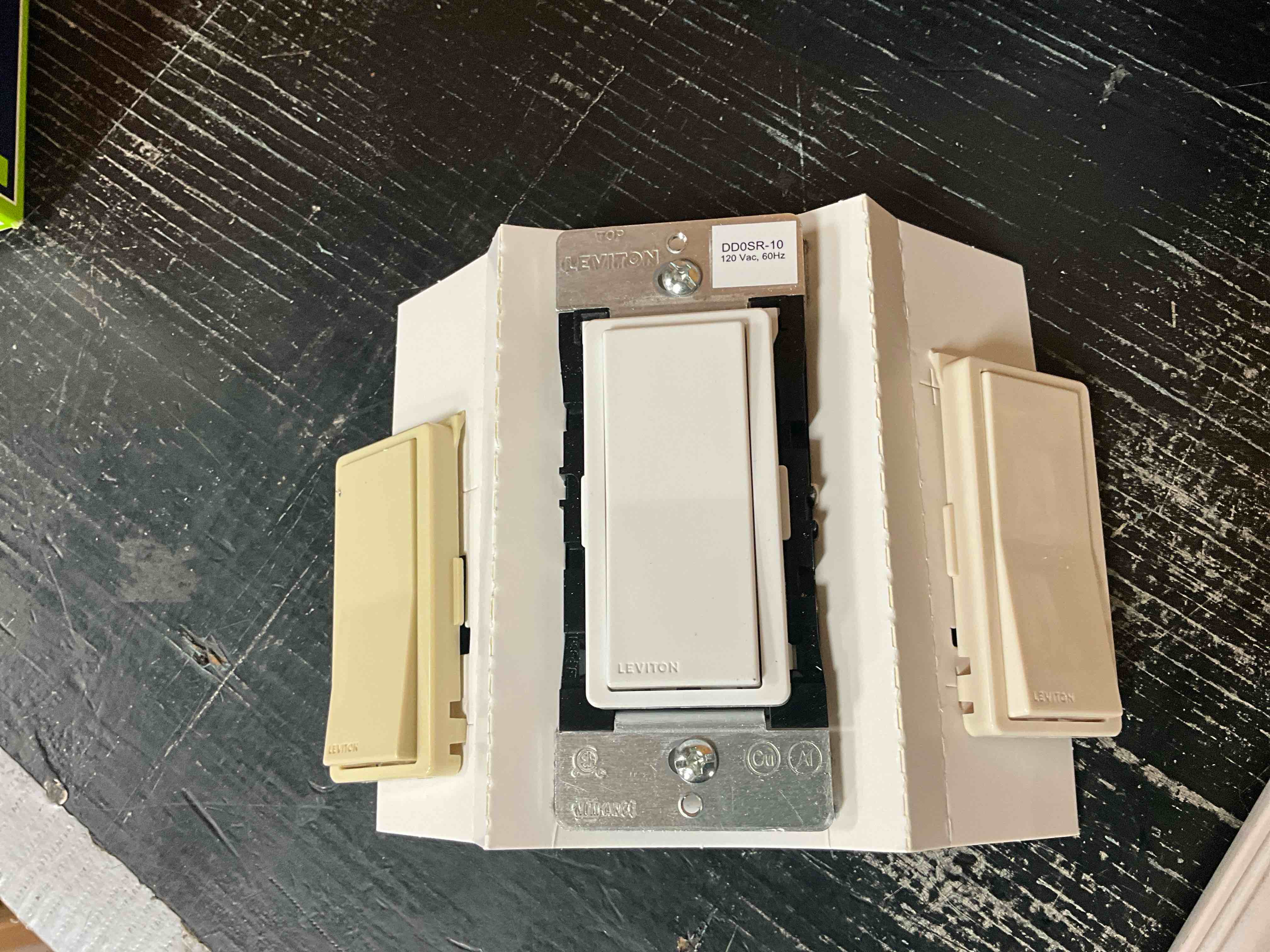 Condition photo showing New/Like New for leviton dd0sr-1z decora companion switch for multi-location control, 120vac, 60hz, white, ivory, light almond. 