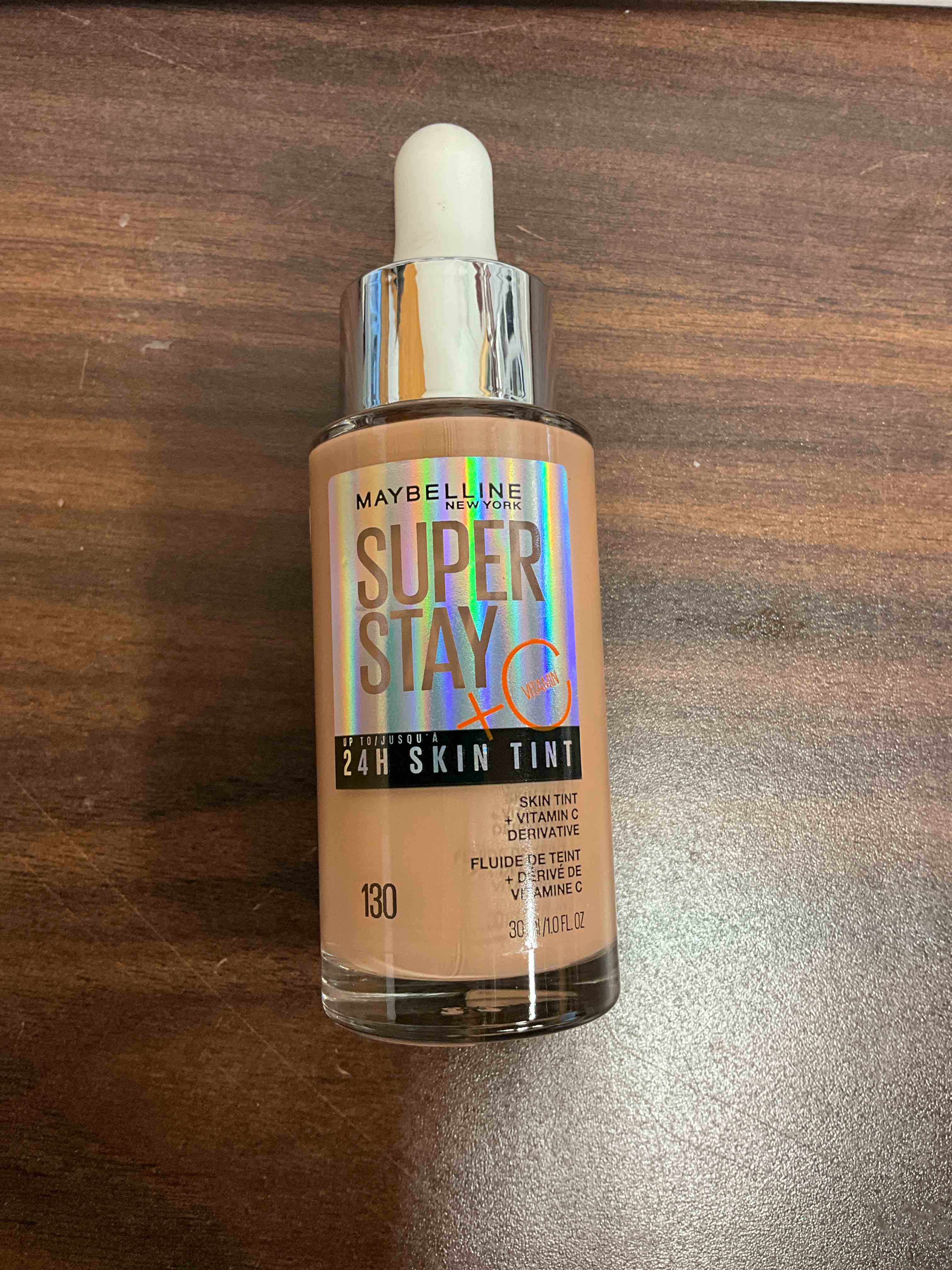 Condition photo showing New/Like New for maybelline super stay up to 24hr skin tint, radiant light-to-medium coverage foundation, makeup infused with vitamin c, 130, 1 count 1 fl oz (pack of 1) 130