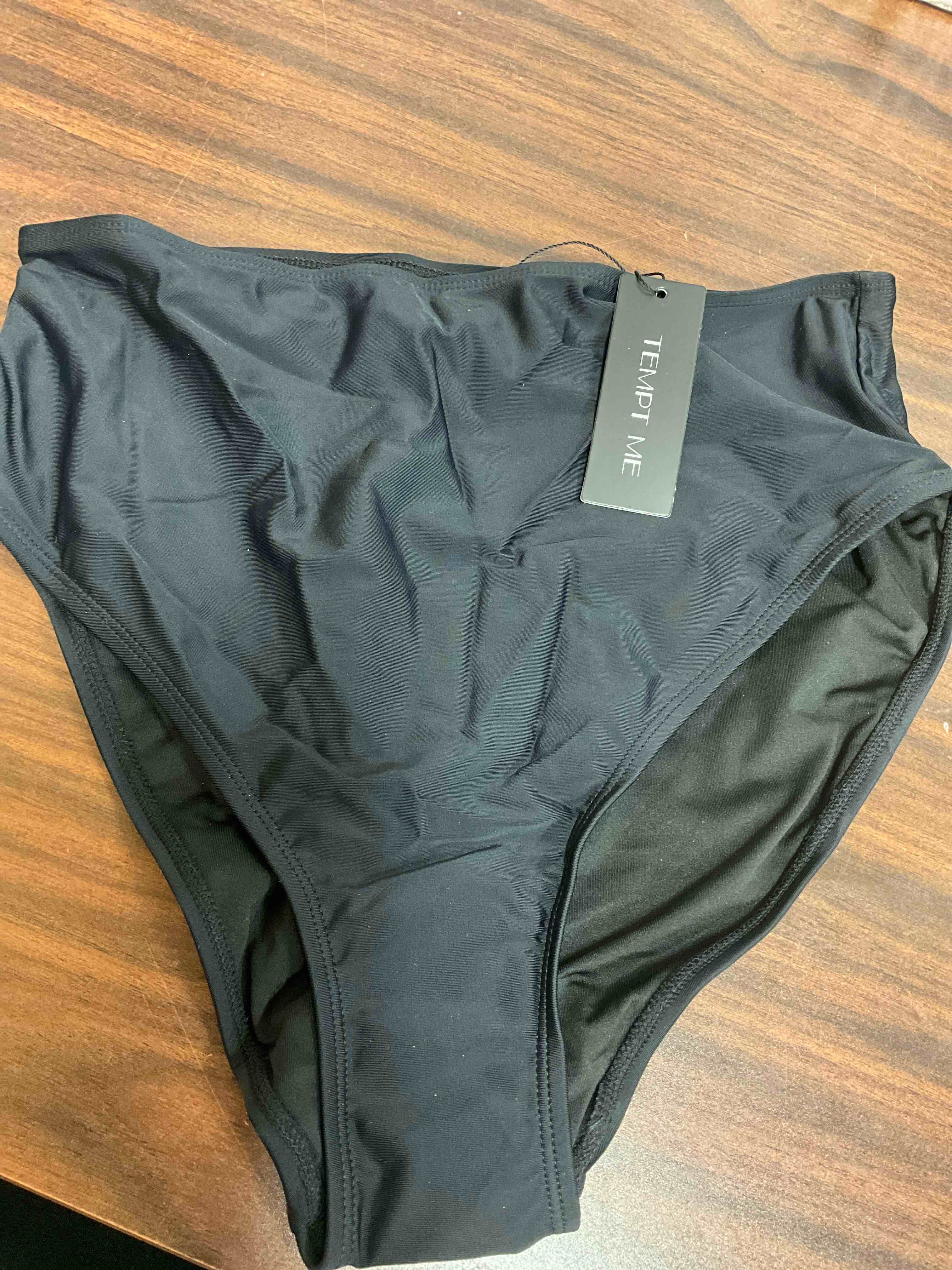 Condition photo showing New/Like New for medium. tempt me womens high cut high waisted bikini bottoms tummy control bathing suit bottoms swim bottom swimsuit bottom medium black