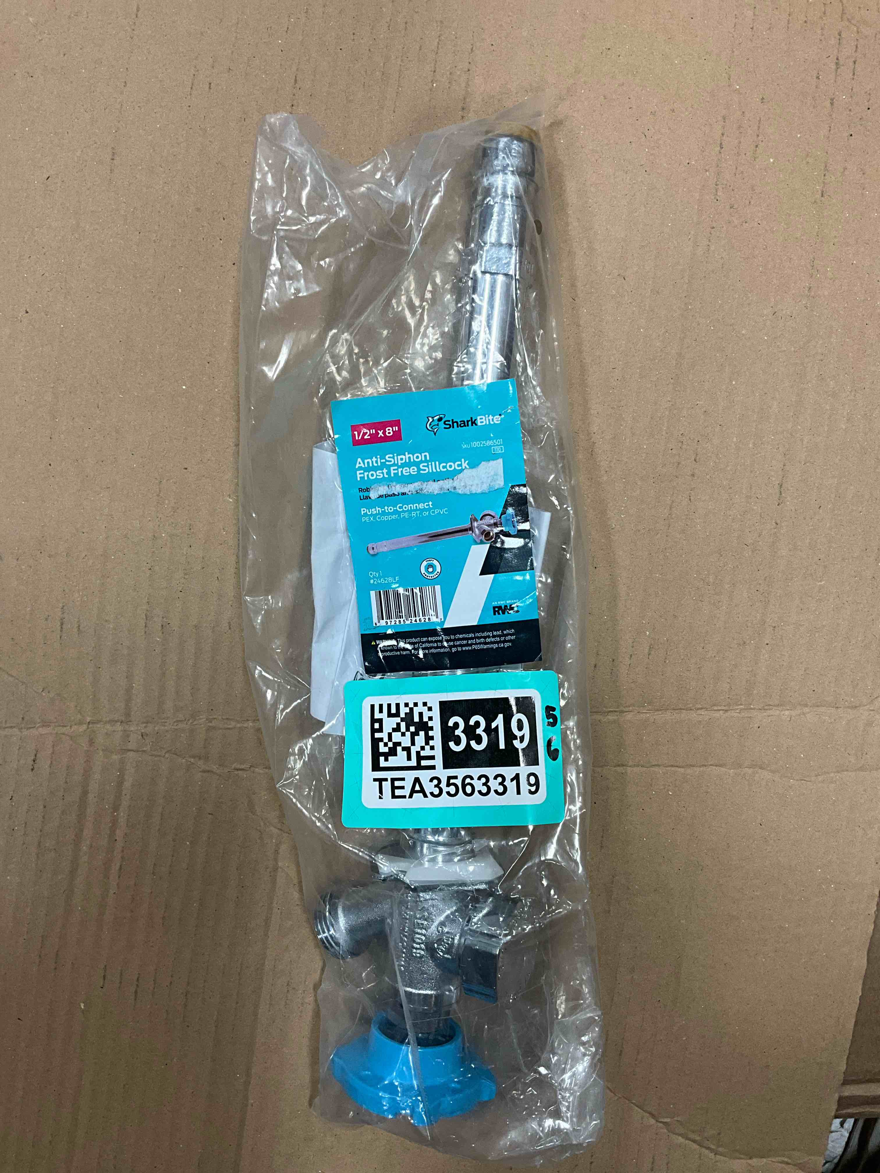 Condition photo showing New/Like New for sharkbite 1/2 in. push-to-connect x 3/4 in. mht x 8 in. brass anti-siphon frost free sillcock valve