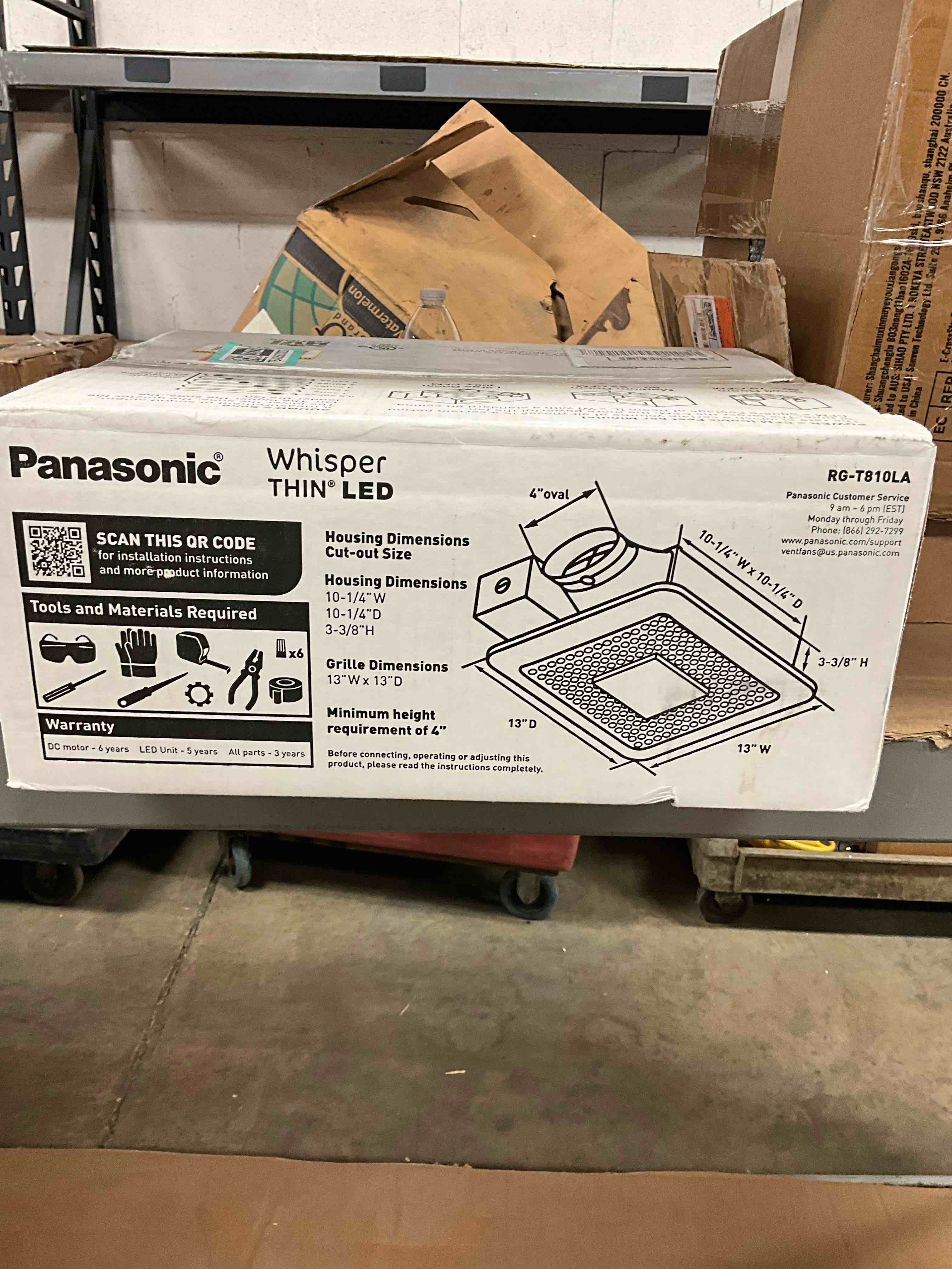 Condition photo showing New/Like New for panasonic whisperthin dc led pick-a-flow 80 -100 cfm ceiling/wall bathroom exhaust fan, 3-3/8 in. low profile housing