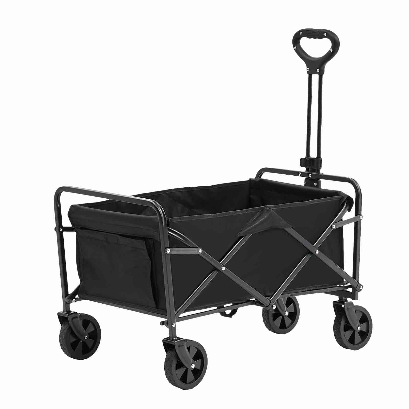 vevor - collapsible folding wagon cart 220 lbs. heavy-duty garden carts foldable with wheels 2 cu. ft. steel garden cart wagon 