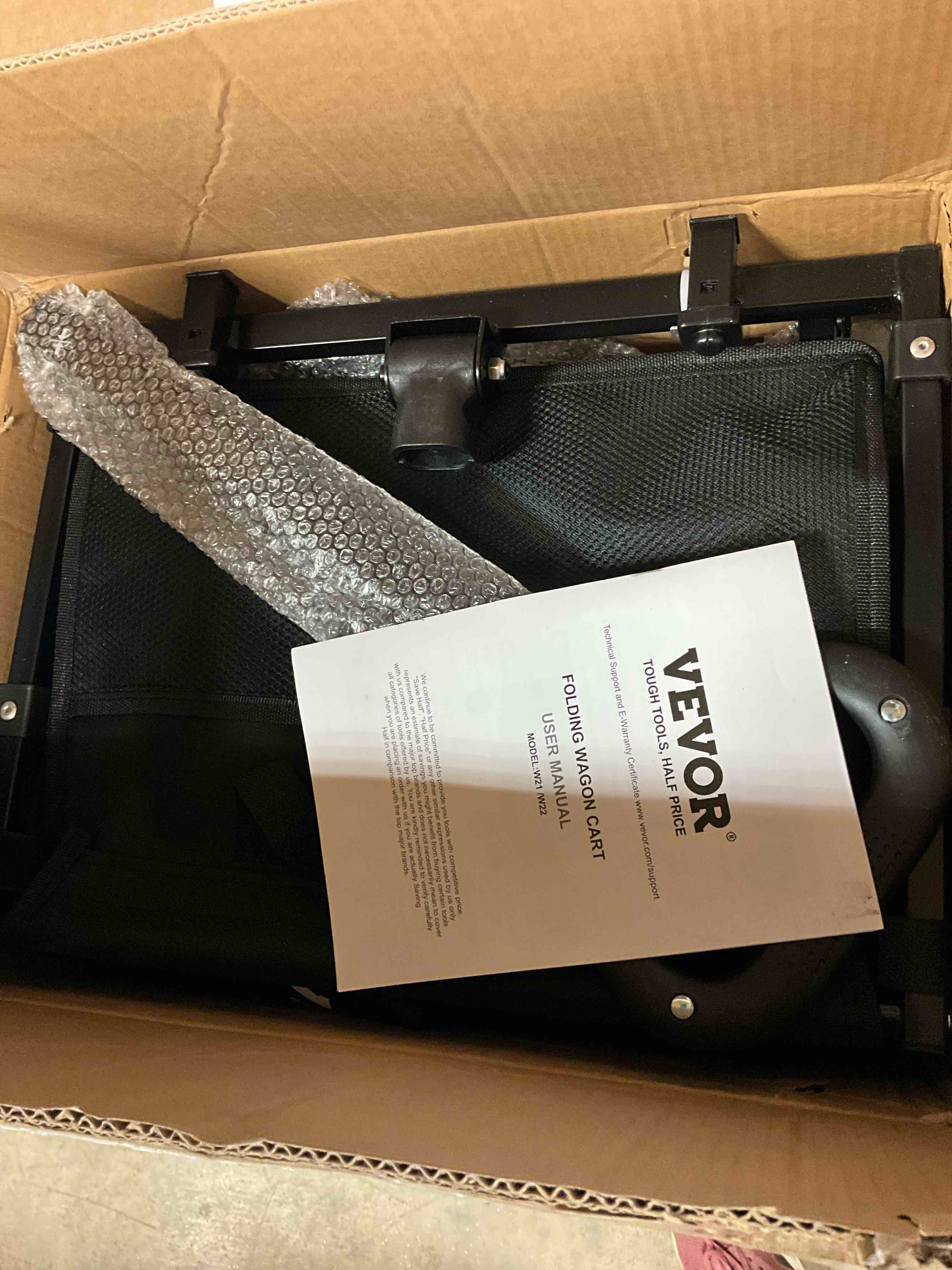 Condition photo showing New/Like New for vevor - collapsible folding wagon cart 220 lbs. heavy-duty garden carts foldable with wheels 2 cu. ft. steel garden cart wagon 