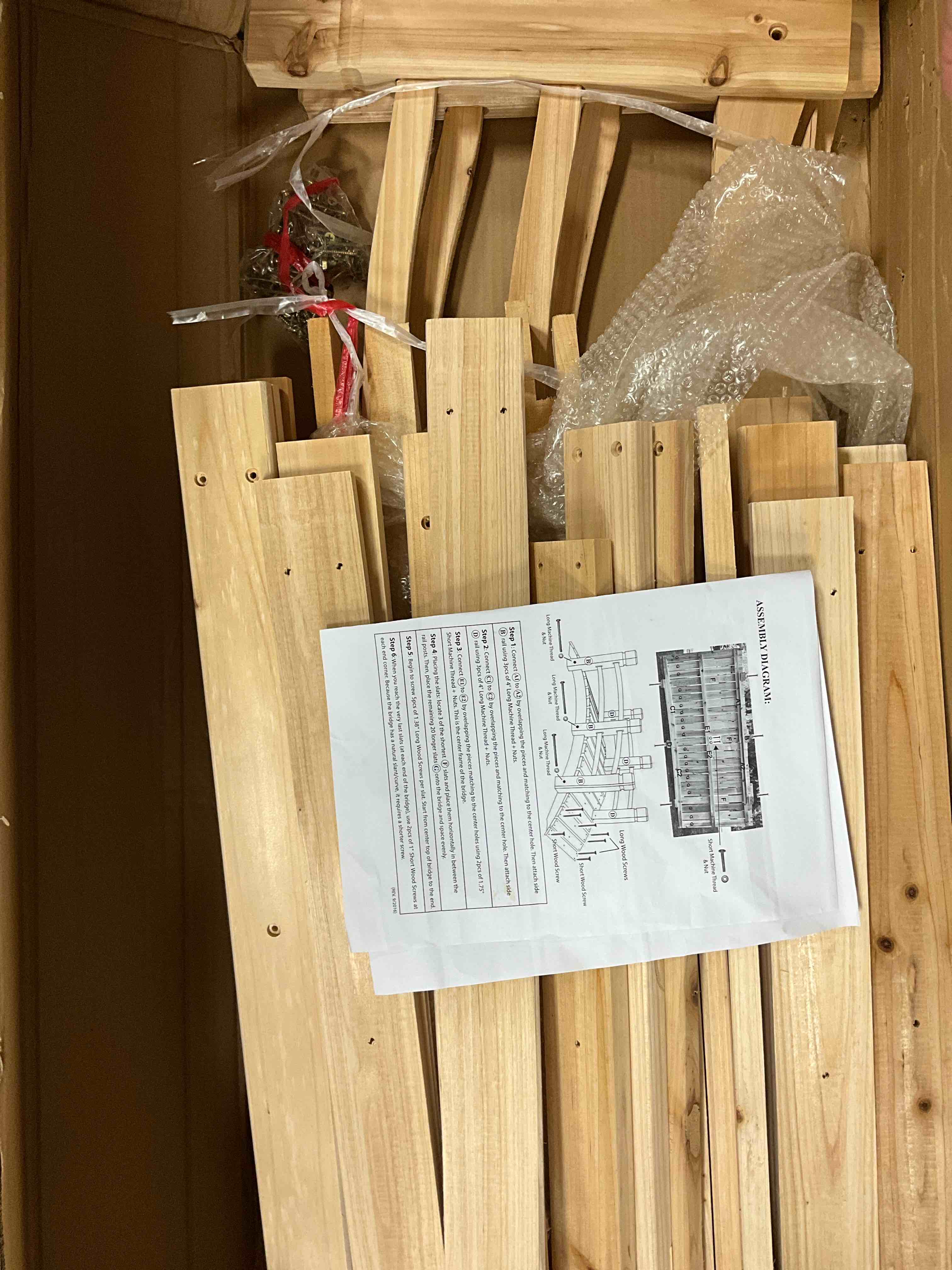 Condition photo showing New/Like New for shine company 5 ft. natural cedar wood classic arch garden bridge with side rails