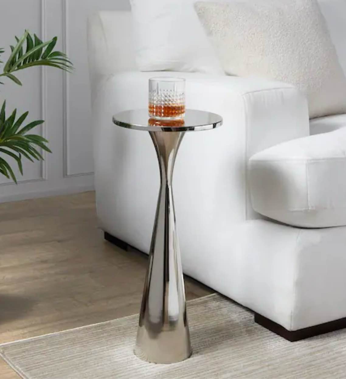 lumisource gemma 22" metal side table in polished nickel