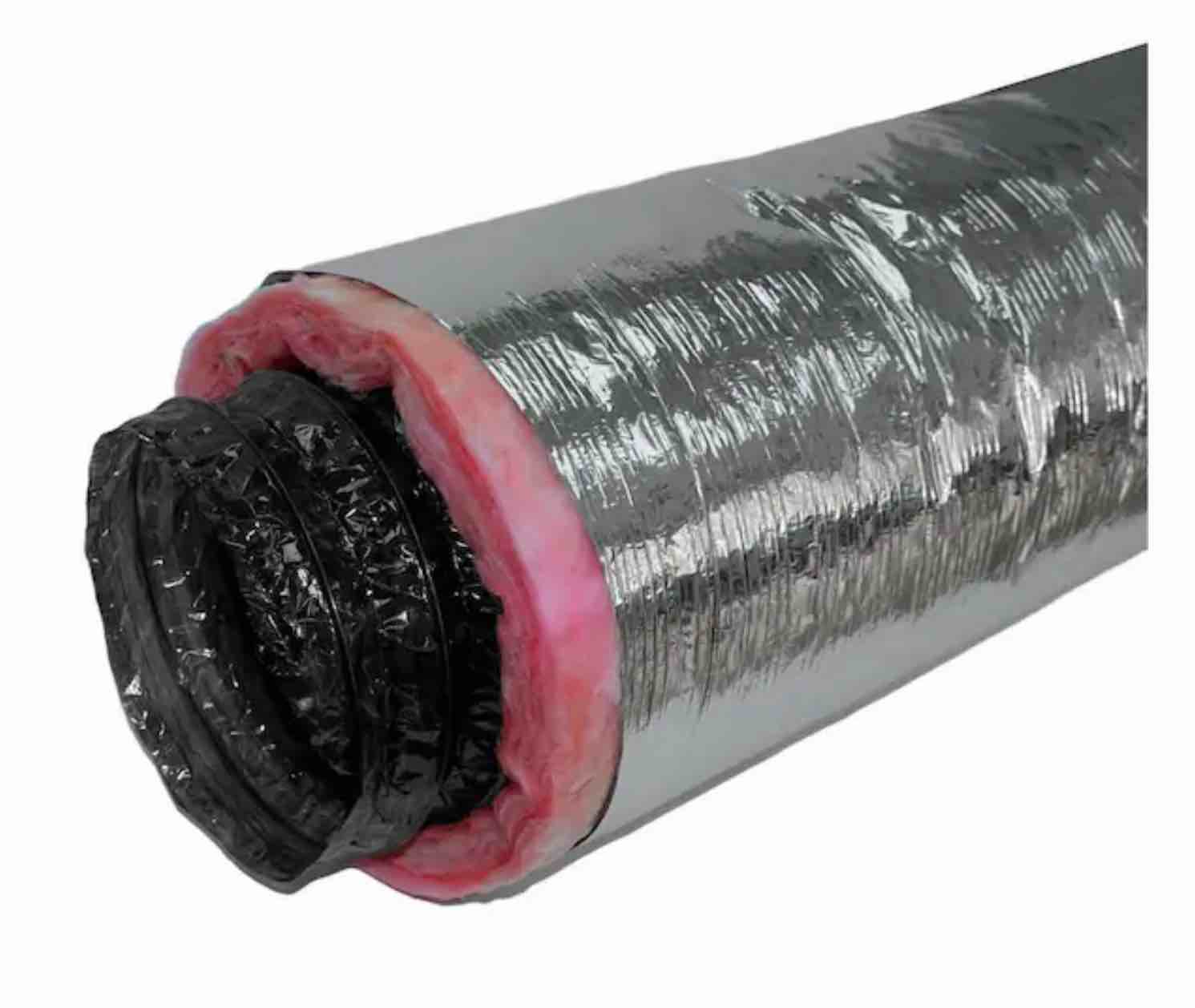 5 in. x 25 ft. r6 insulated flexible duct silver jacket