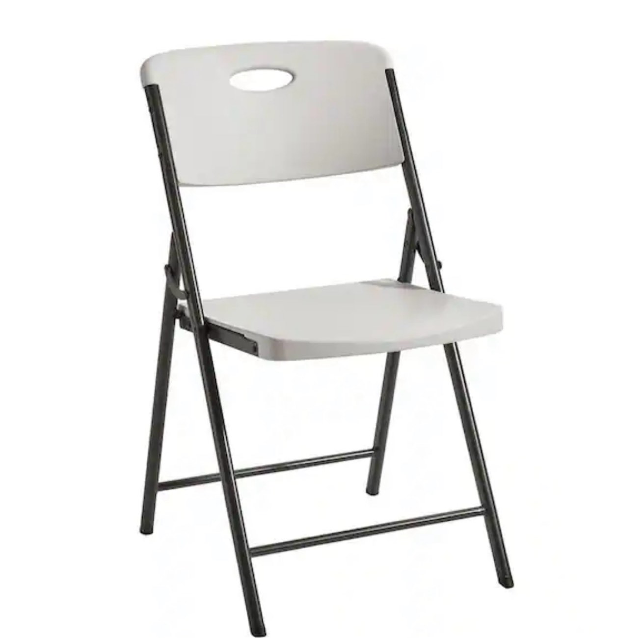 metal frame almond resin seat indoor/outdoor folding chair