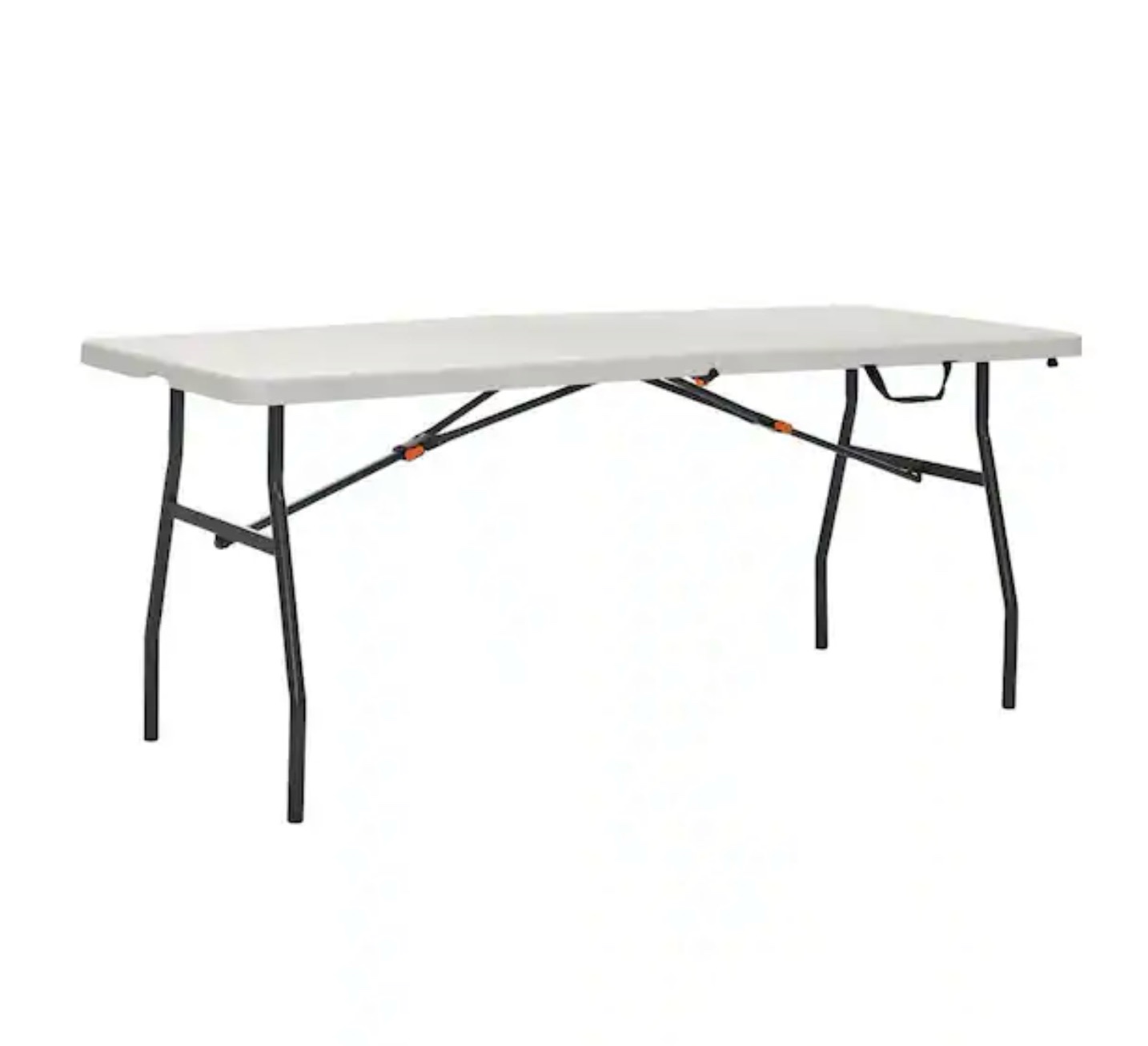 6 ft. almond resin top indoor/outdoor rectangular folding utility table, seats 6