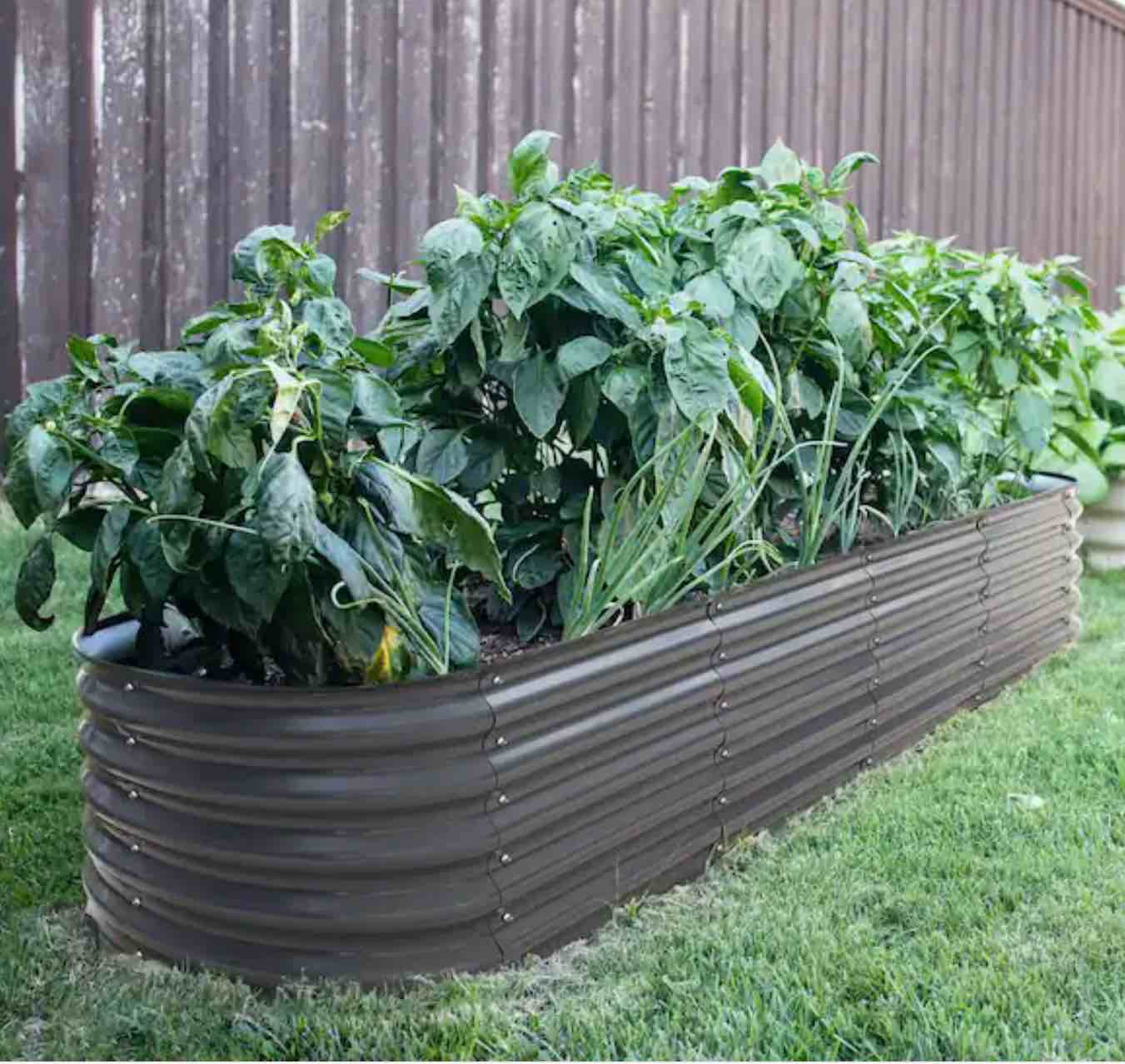 dark gray galvanized steel raised garden bed 9-in-1 planter box outdoor, 96 in. l x 24 in. w x 17 in. h