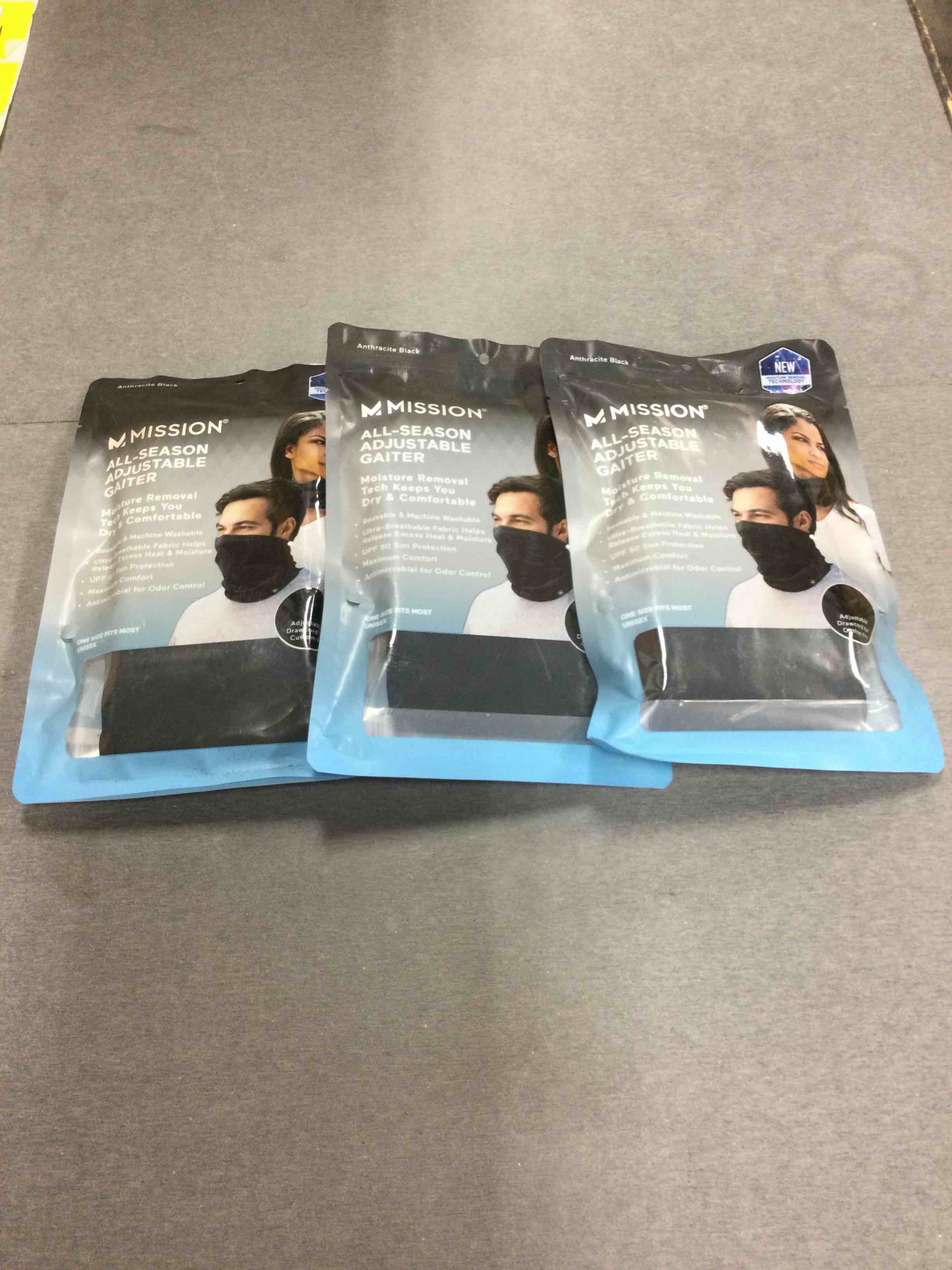 MISSION All-Season Adjustable Neck Gaiter, Anthracite - Lightweight - Ultra-Drying Fabric - Absorbs Sweat in Seconds - UPF 50 Sun Protection - Machine Washable