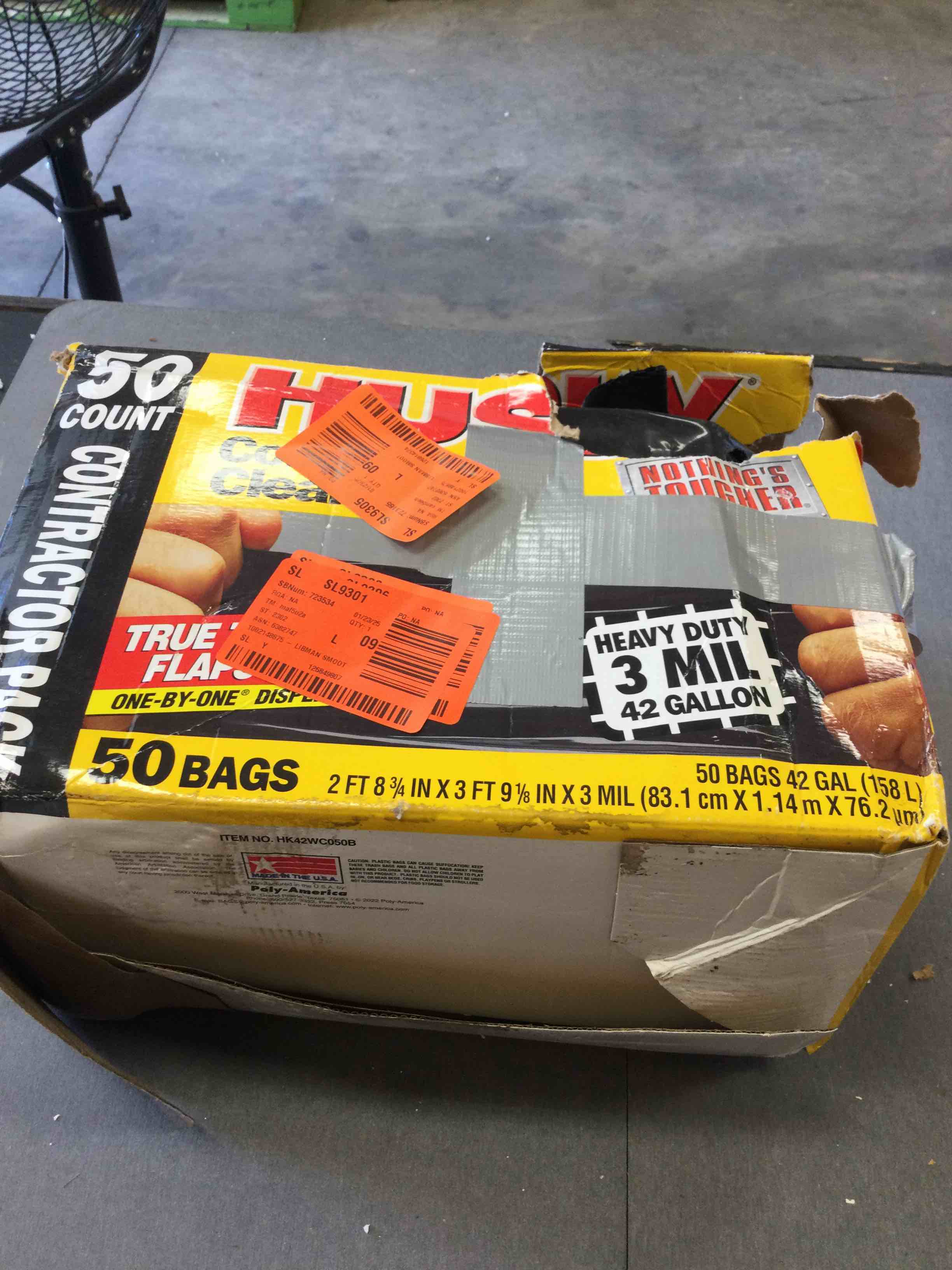 42 Gallon Contractor Trash Bag Heavy Duty Garbage Compostable Husky Recyclable