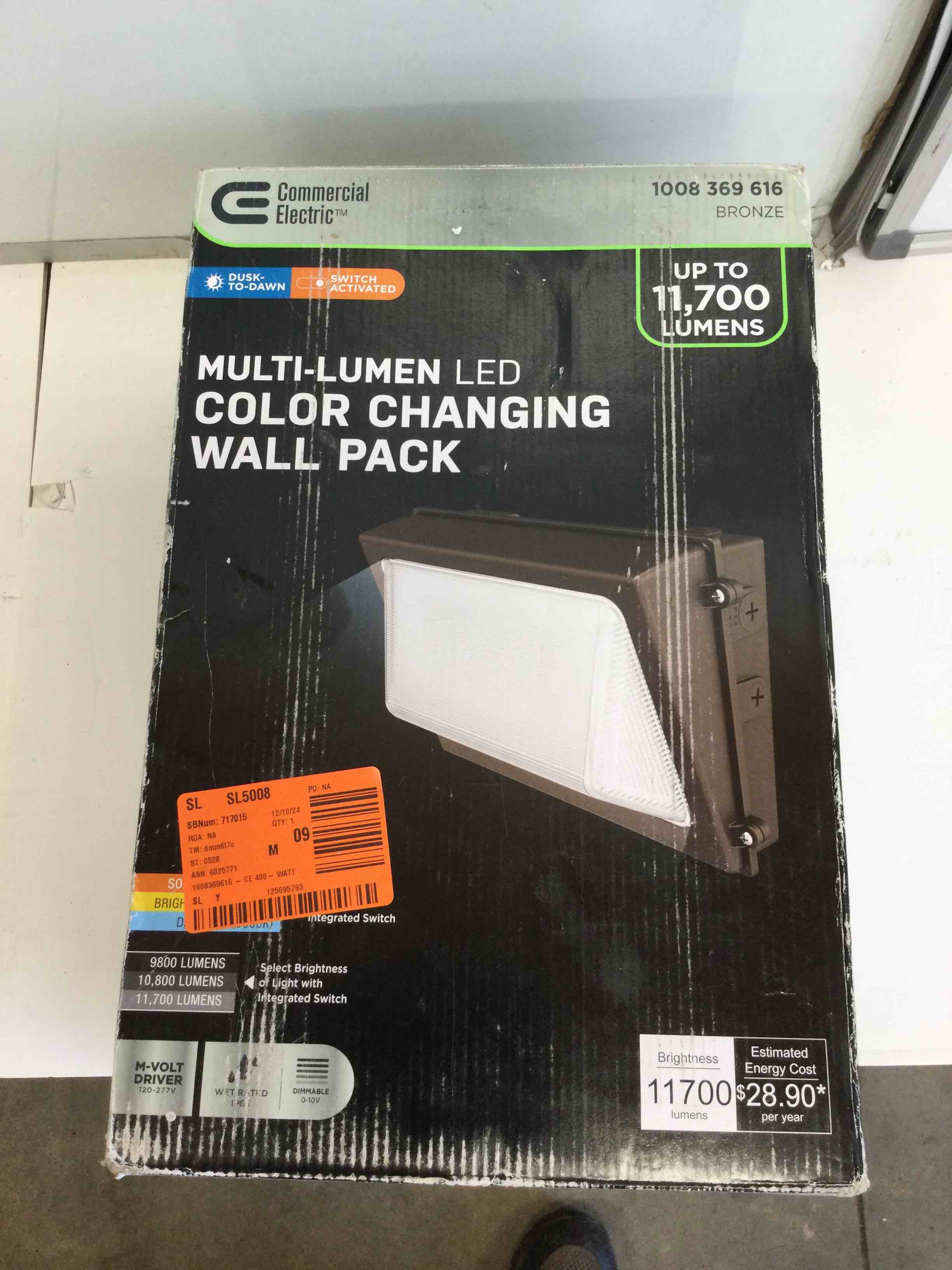 Commercial Electric 400-Watt Equivalent, Integrated LED Bronze Dusk to Dawn Wall Pack Light, 3000K-5000K
