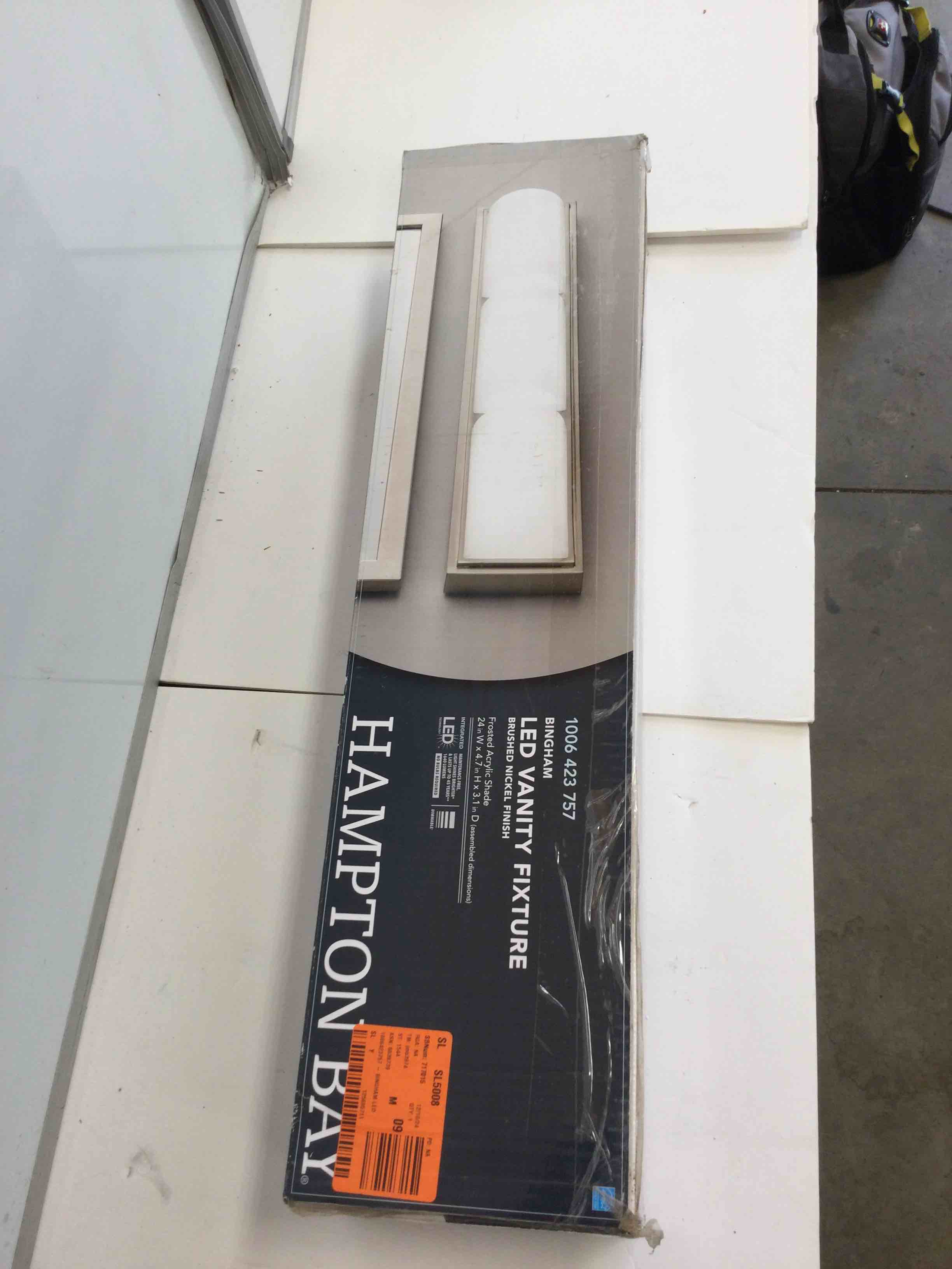 Hampton Bay Eldridge 24 in. 1-Light Brushed Nickel LED Bathroom Vanity Light Bar