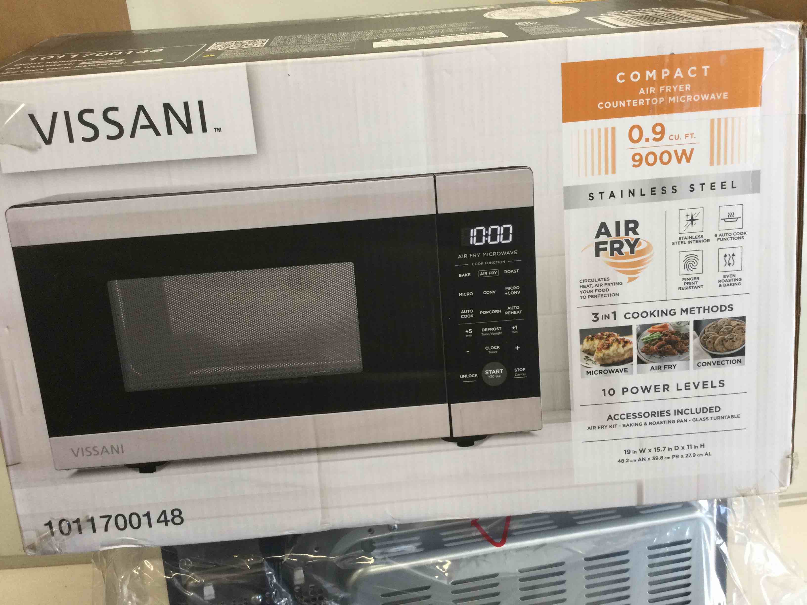 0.9 cu. ft. 900-Watt Countertop Convection Microwave in Stainless Steel with Air Fryer