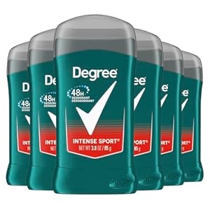 Degree Men Original Aluminum Free Deodorant for Men, 48-Hour Odor Protection, Intense Sport 3 Ounce (Pack of 6)