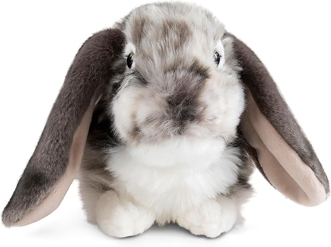 Living Nature Grey Dutch Lop Eared Rabbit Stuffed Animal | Fluffy Rabbit Animal | Soft Toy Gift for Kids | 10 inches