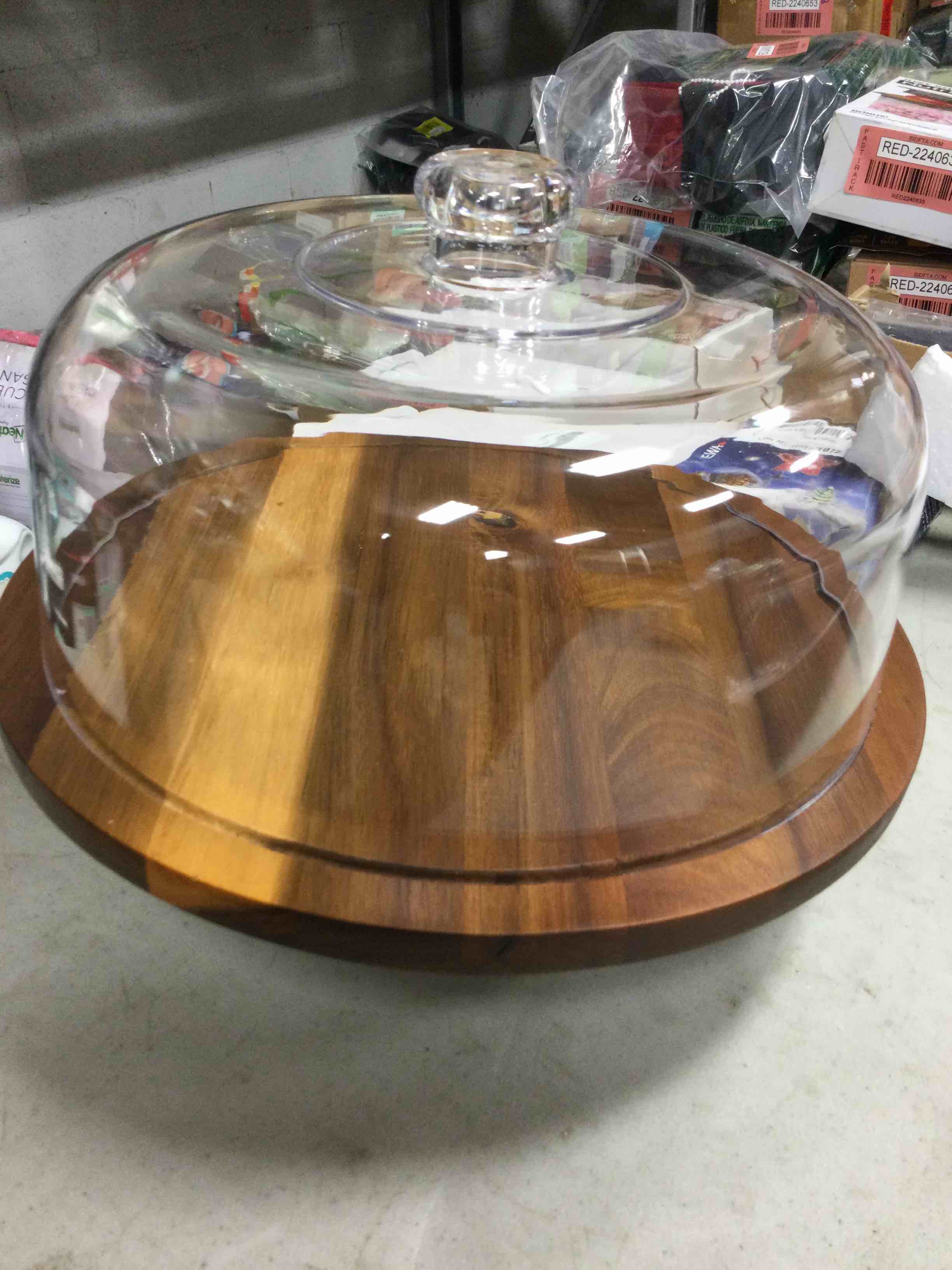  in 1 Large Bamboo Wood Cake Stand with Lid - Multiuse Wooden Cake Stand with Dome Acrylic Cake Cover/Cake Dome - Cake Holder With Lid - Acrylic Cake Stand Dome & Bamboo Base Punch Bowl - Cake Stands