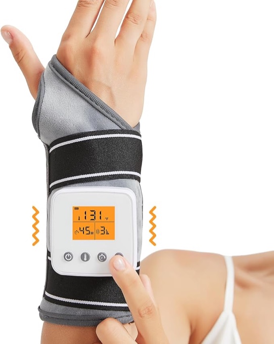 Cordless Massager Wrist Heating Pad,Vibration Heating Pad for Wrist,Rechargeable Heated Wrist Brace for Carpal Tunnel, Heating Wrist Wrap for Wrist Tendonitis,3 Vibration Mode,3 Heat Level
