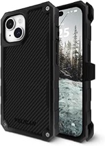 Pelican Shield Series - iPhone 15, iPhone 14, iPhone 13 Case 6.1" [MagSafe] [21ft Military Grade Drop Protection] Rugged, Magnetic Case Kevlar Cover with Belt Clip Holster Kickstand - Black