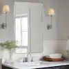 LuxHomez 30 in. W x 40.2 in. H Rectangular Aluminum Frame Square Silver Wall Mirror