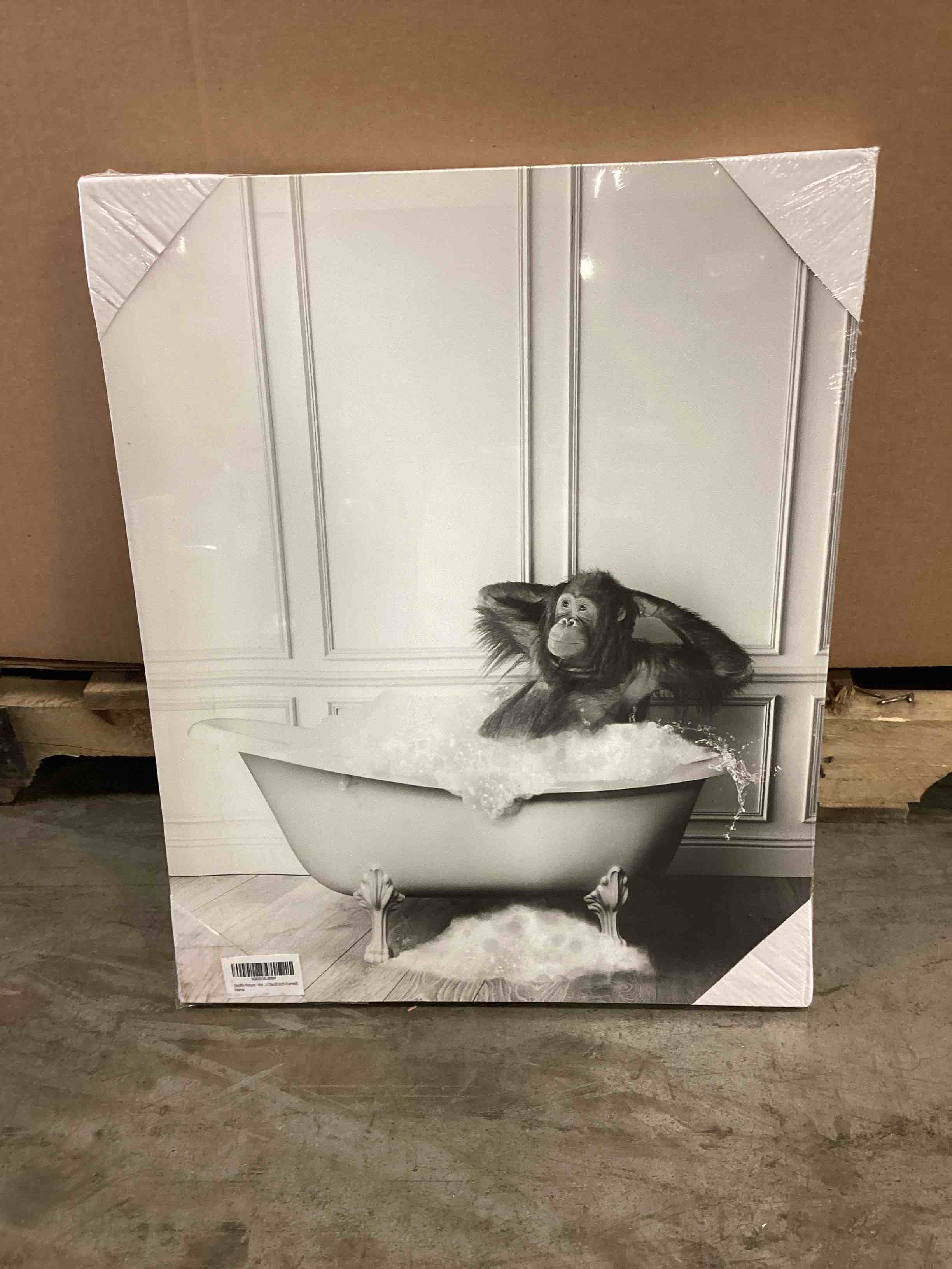 Funny Bathroom Canvas Relaxing Monkey Bath 