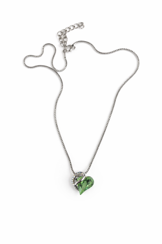 elegant heart pendant necklace with sparkling crystals and silver chain