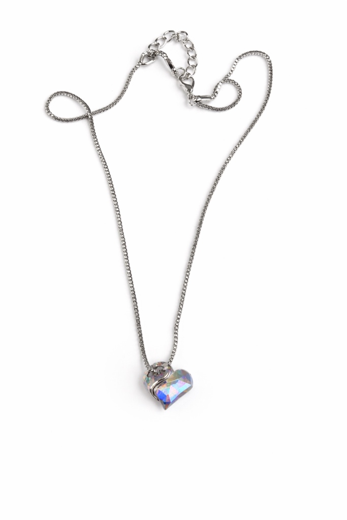 elegant heart pendant necklace with sparkling crystals and silver chain