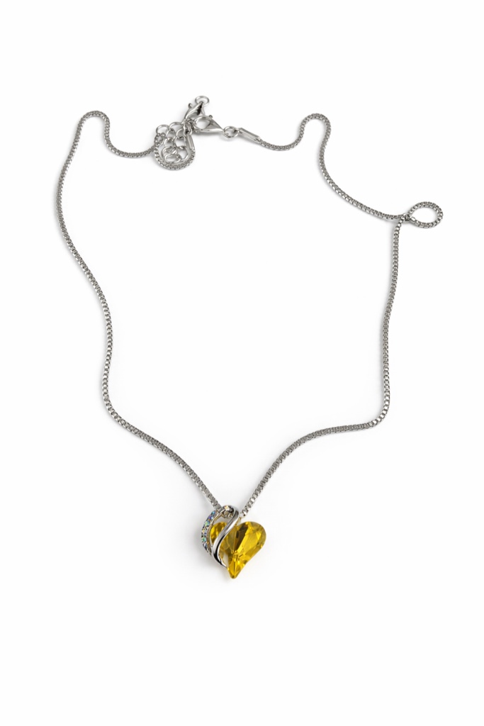 Elegant Heart Pendant Necklace With Sparkling Crystals And Silver Chain