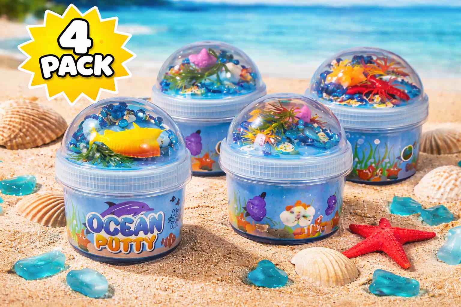 ocean Play Putty Therapy Putty for Kids with Charms Deep Blue Sea Theraputty Medium Resistance, Increase Fine Motor Skills and Finger Strength, Physical and Occupational Therapy Toy