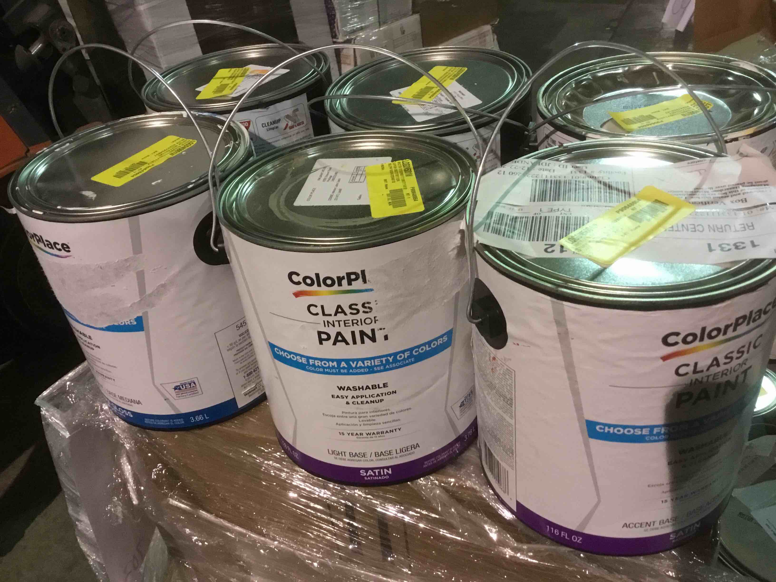 Assortment of miscellaneous gallon paint, 6 cans total, bid per can