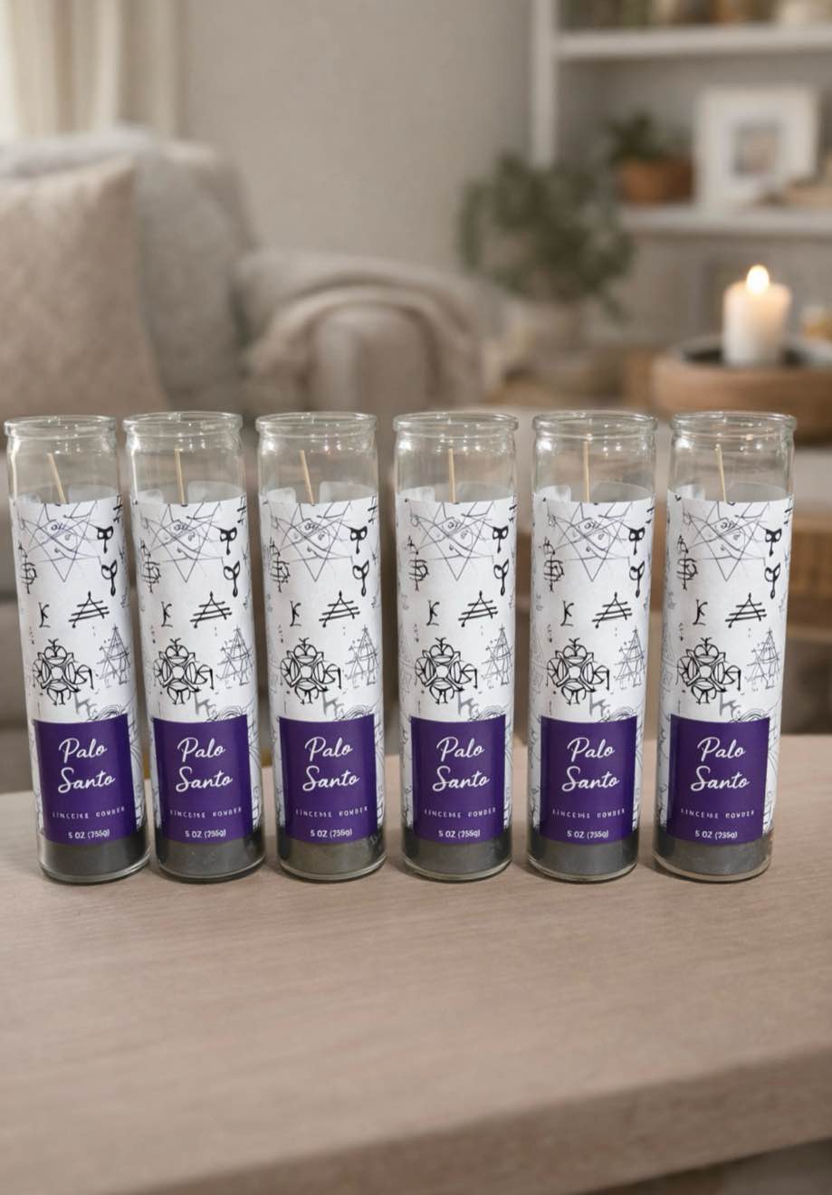 case of 6 Palo Santo 9oz Pillar Scented Candle 