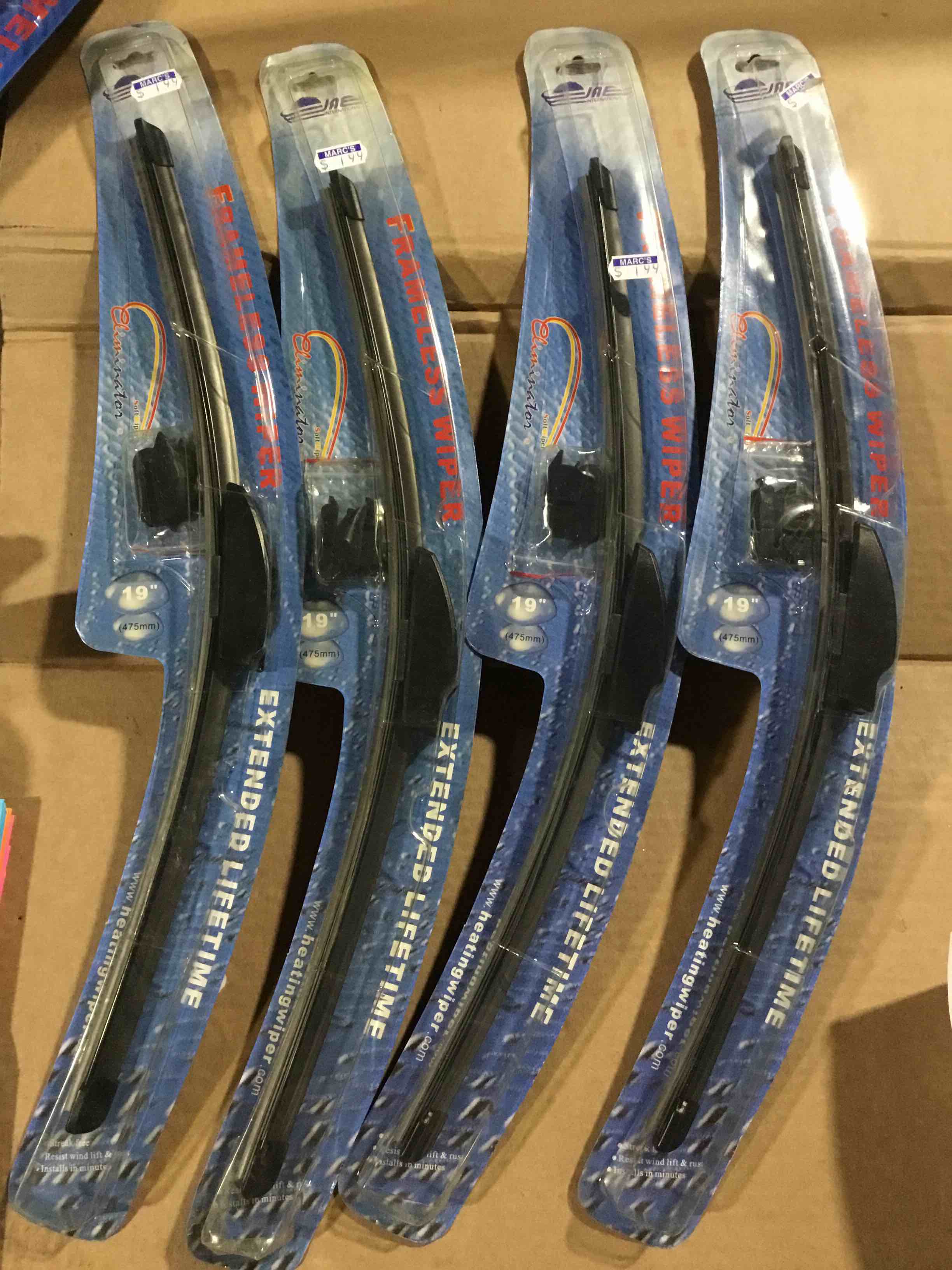 Pack of 4 Extended Lifetime Frameless wiper 19” (475mm)