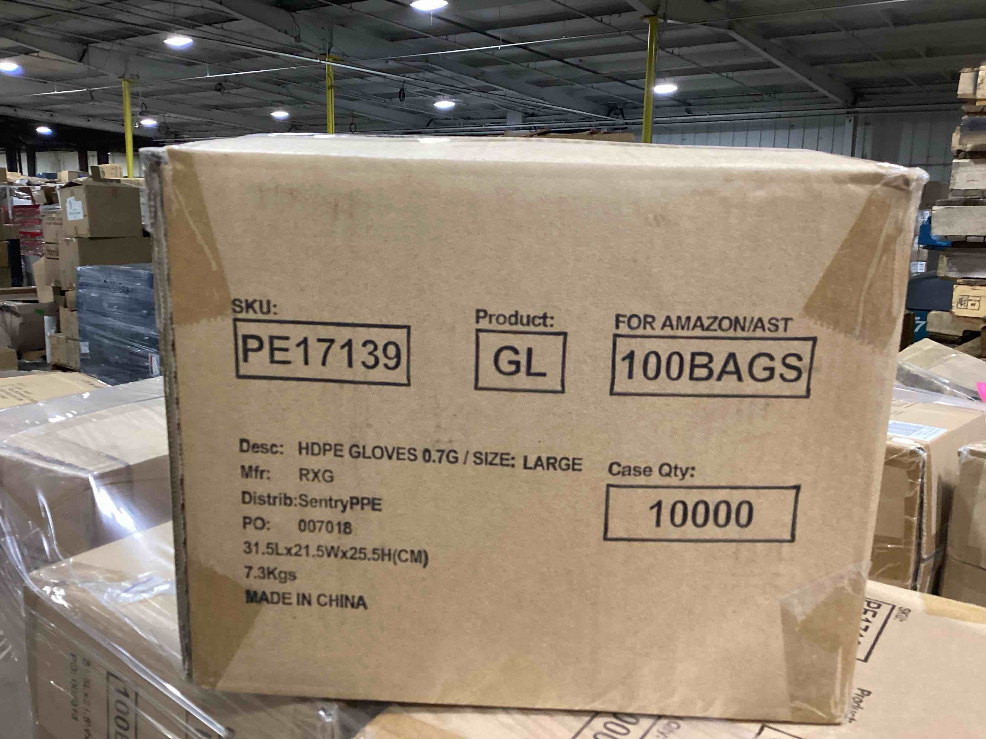 case of 10,000 HDPE gloves size large
