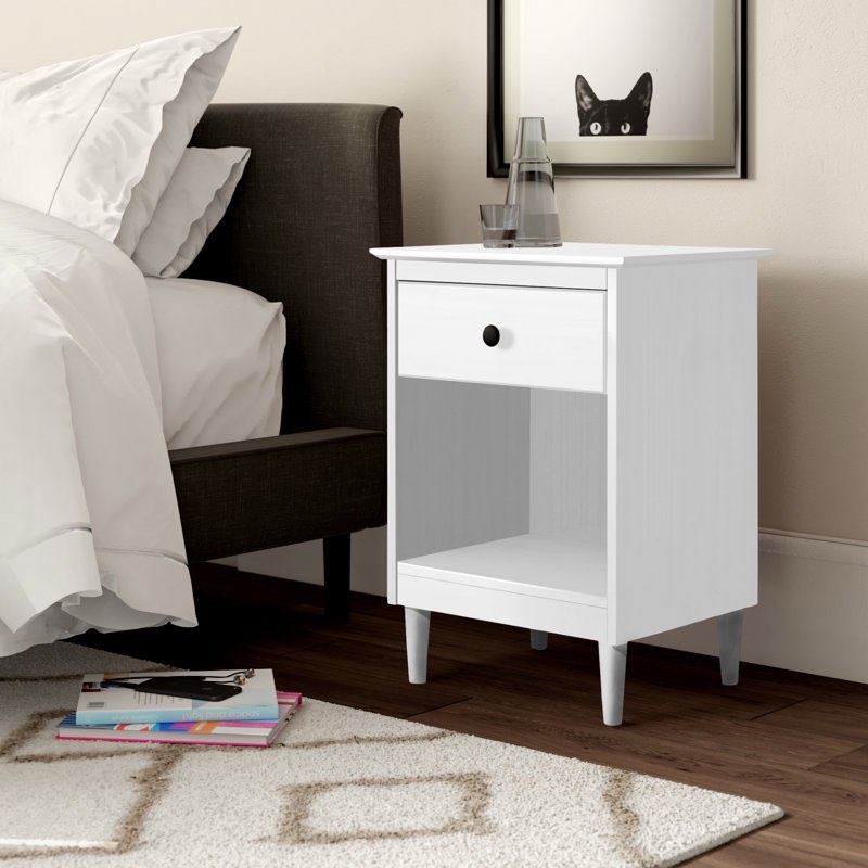 Bhuneshwar 1-Drawer Solid Wood Nightstand