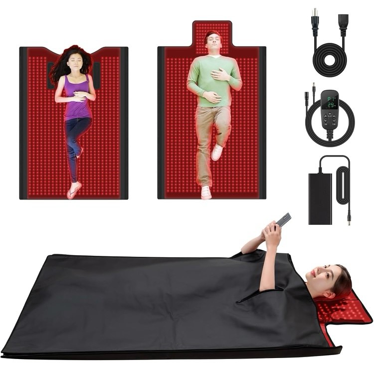 Red Light Therapy Mat and Sleeping Bag 850nm Near Infrared Light and 660nm Red Light Therapy Pad, 78.74"x47.24" Red Light Therapy for Body Pain Relief with Smart Controller