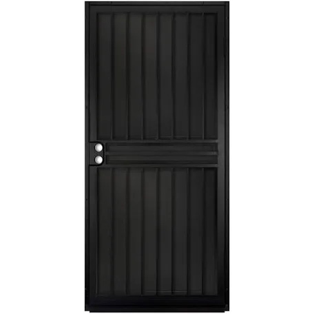 36 in. x 80 in. Arcada Black Surface Mount Outswing Steel Security Door with Expanded Metal Screen