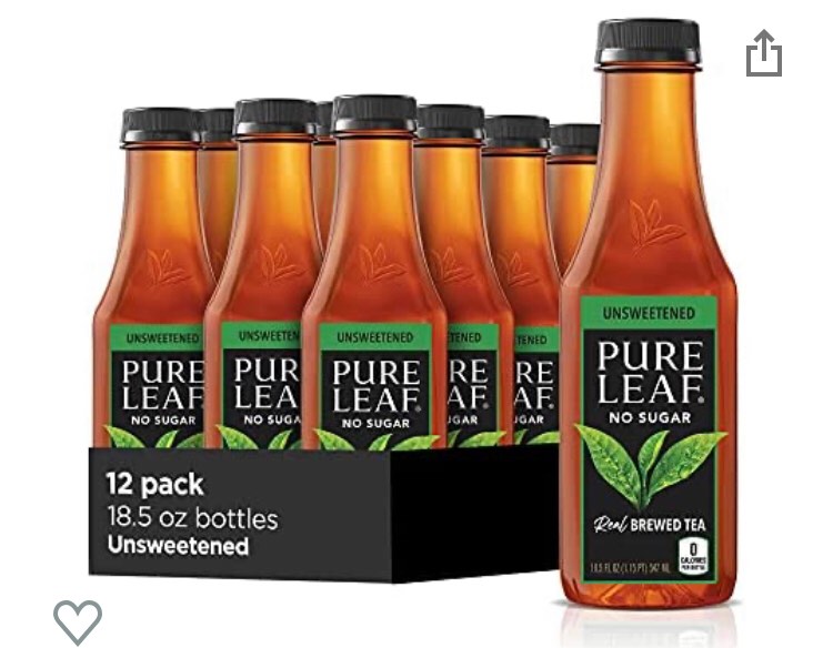 Pure Leaf Iced Tea, Unsweetened Black Tea, 18.5 Oz Bottles (12 Pack)