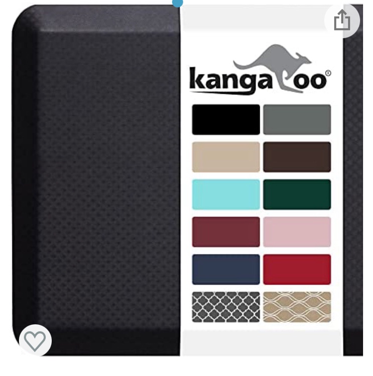 KANGAROO 3/4" Thick Superior Comfort, Relieves Pressure, All Day Ergonomic Stain Resistant Floor Rug Anti Fatigue Cushion Mat, Durable Standing Desk, Foam Pad Mats Kitchen, Office, 32x20,